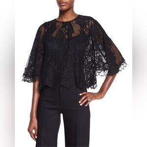 Alexis Giana Lace Top Black Sheer Silk Blouse Wide Sleeves